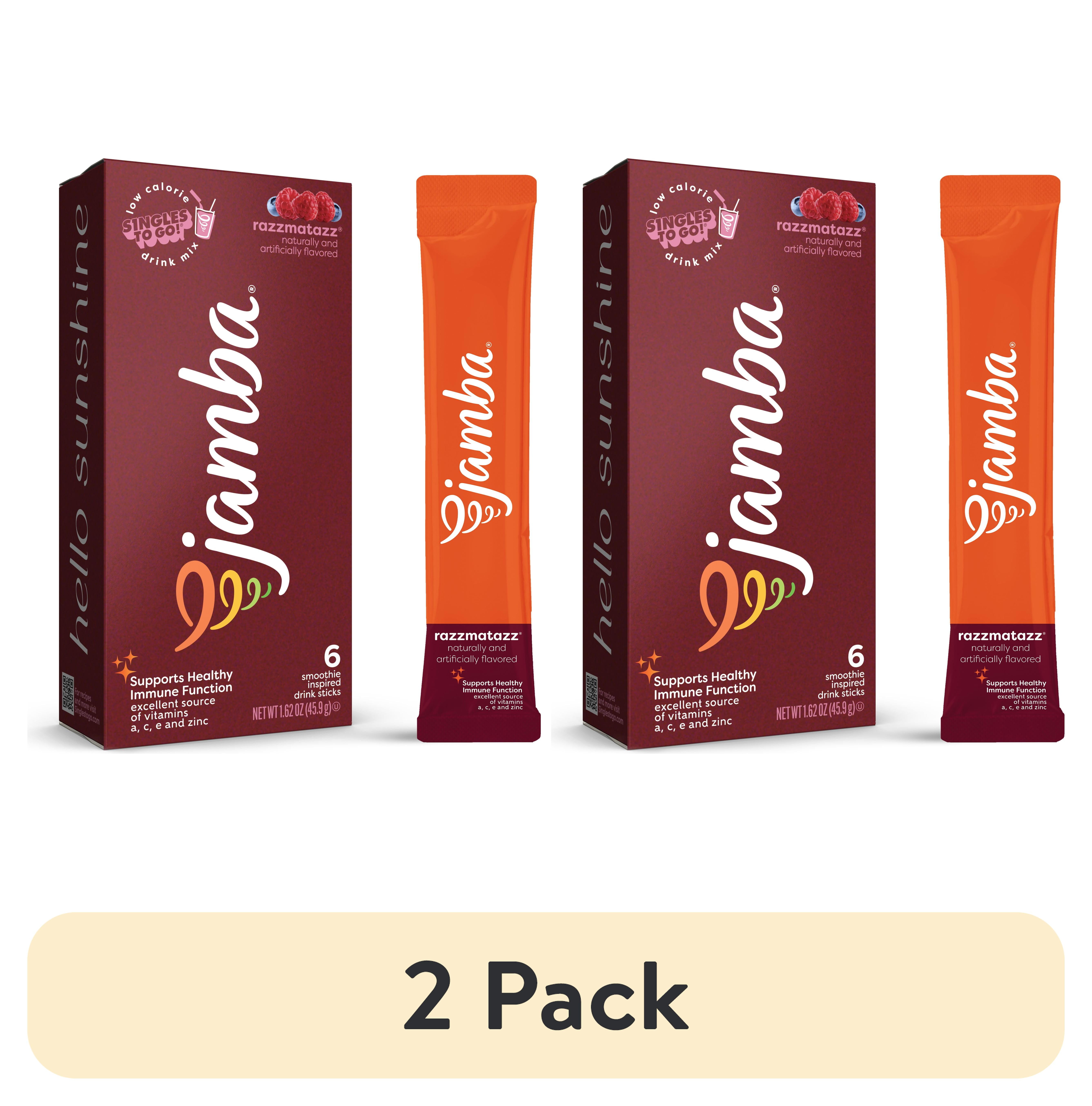 (2 pack) Jamba Immune Support Vitamin Enhanced Singles to Go! Low Calorie Powdered Drink Mix, Razzmatazz, 0.27 oz, 6 Count Packets