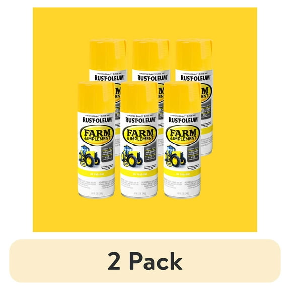 (2 pack) 6 Pack, JD Yellow, Rust-Oleum Specialty Farm and Implement Gloss Spray Paint-280129, 12 oz