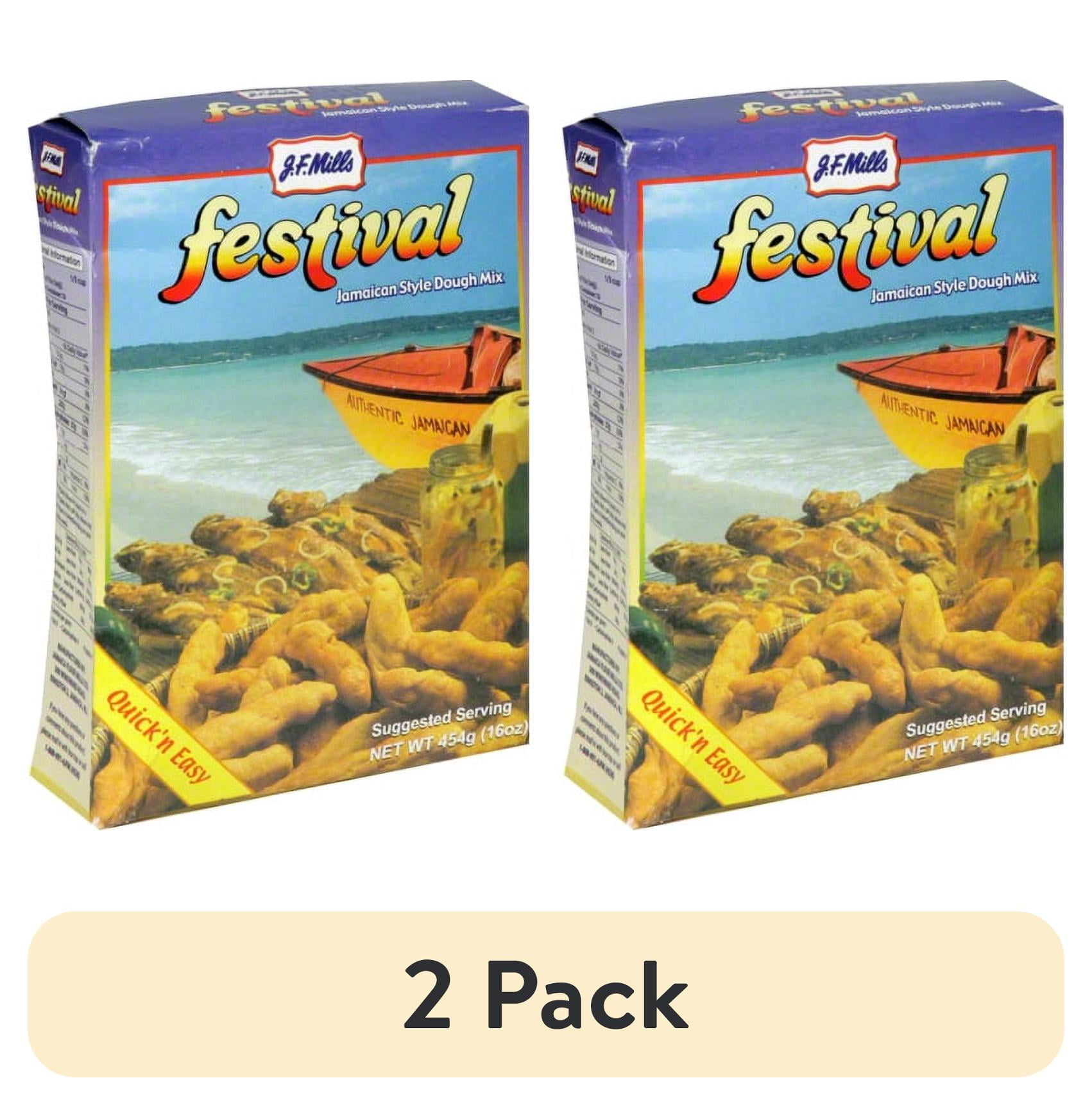 (2 pack) JF Mills Festival Jamaican Style Dough Mix, 16 oz