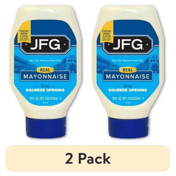 (2 pack) JFG Real Mayonnaise, 18 fl oz Squeeze Bottle