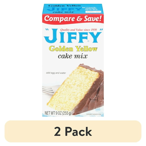 (2 pack) "JIFFY" Golden Yellow Cake Mix, 9 oz Box