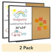 (2 pack) JILoffice Cork Board Magnetic Board Combo 24" x 36" Bulletin Board with Dry Erase Combination Board