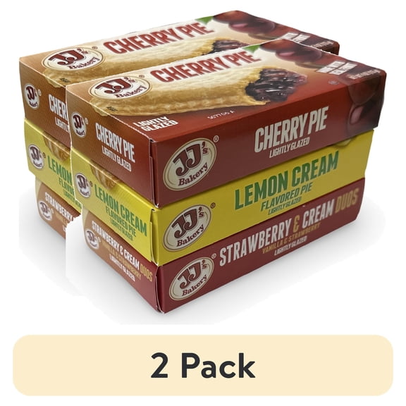 (2 pack) JJ's Bakery Pies Variety Pack (Lemon Cream / Strawberry Cream / Cherry) | 12 Count