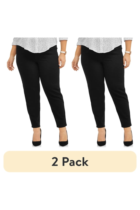(2 pack) JMS Just My Size by Hanes Women's Plus Size 2 Pocket Pull On Pants, Single and 2 Pack