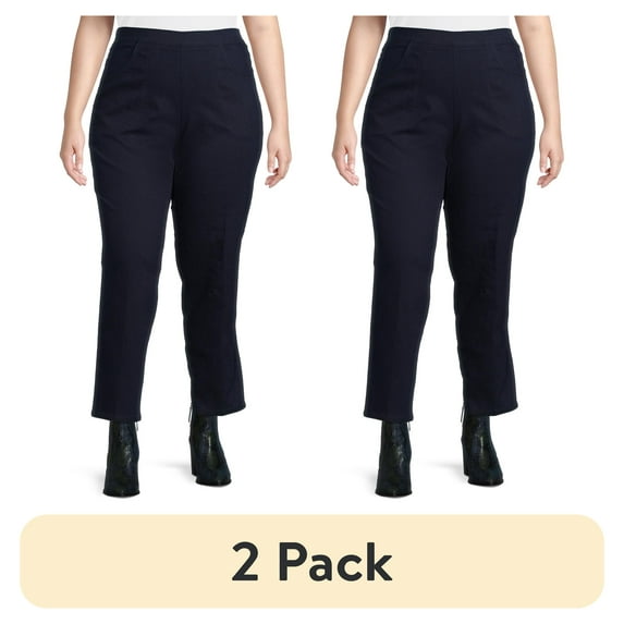 (2 pack) JMS Just My Size by Hanes Women's Plus Size 2 Pocket Pull On Pants, Single and 2 Pack