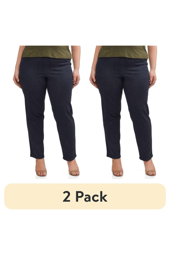 (2 pack) JMS Just My Size by Hanes Women's Plus Size 2 Pocket Pull On Pants, Single and 2 Pack