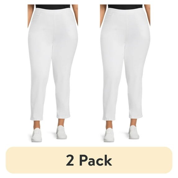 (2 pack) JMS Just My Size by Hanes Women's Plus Size 2 Pocket Pull On Pants, Single and 2 Pack