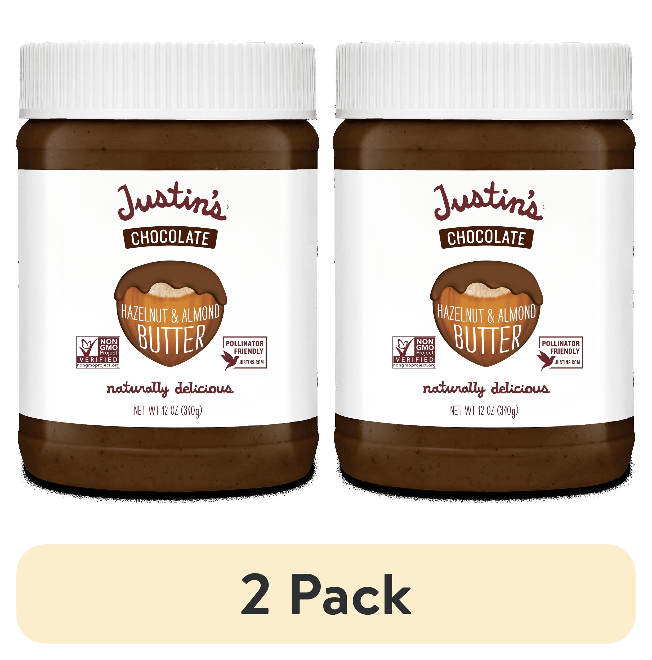 (2 pack) JUSTIN'S No Stir, Gluten-Free Chocolate Hazelnut Almond Butter, 12 oz Plastic Jar