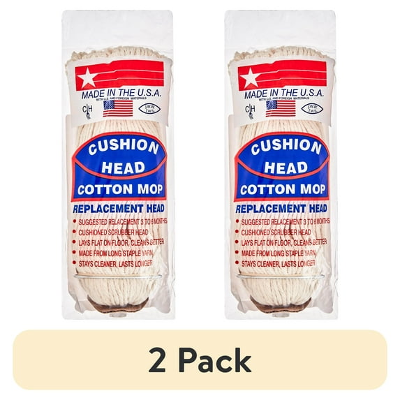 (2 pack) JW Manufacturing Cushion Head Cotton Mop Replacement Head, 1 head