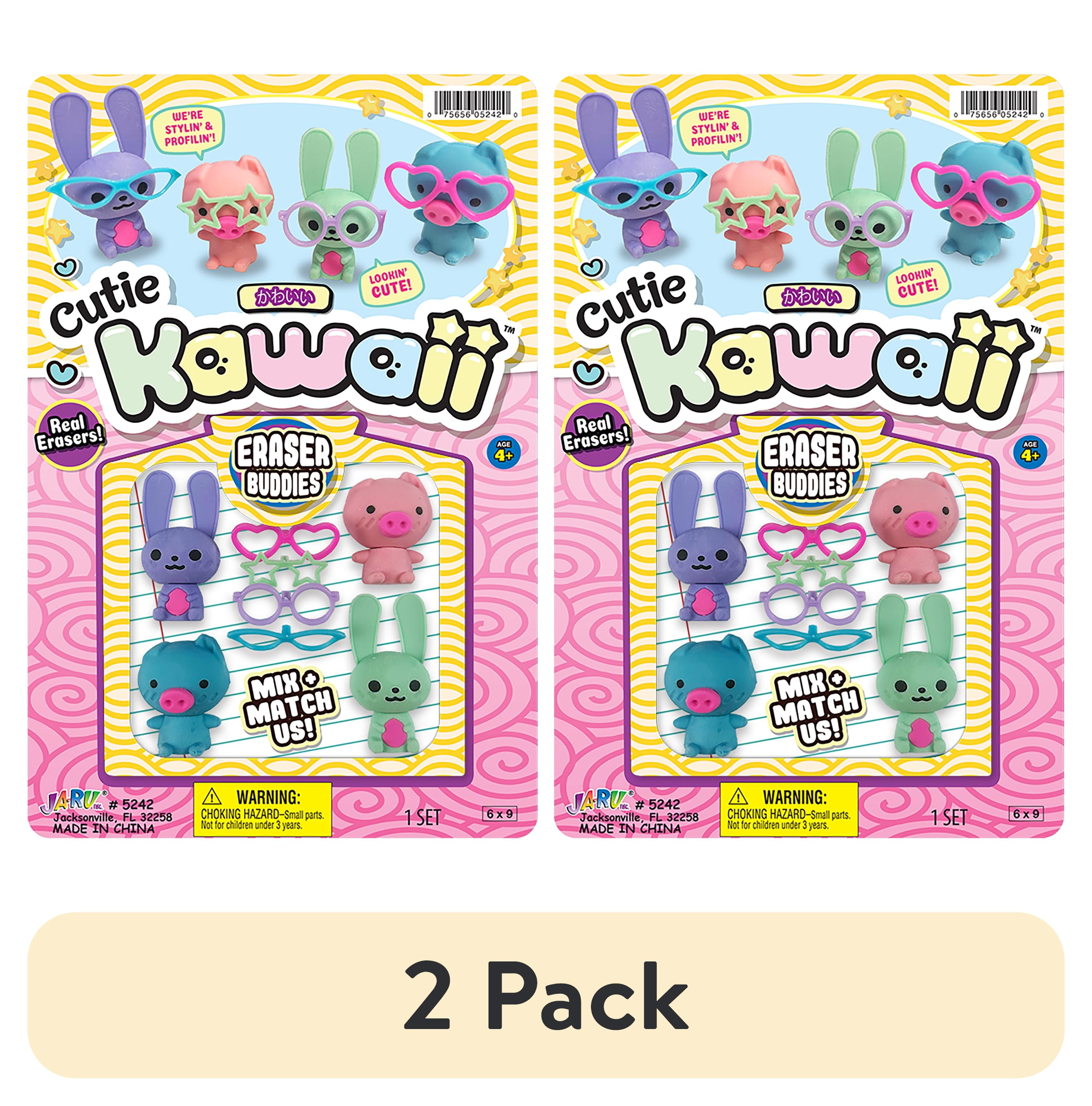 (2 pack) Ja-Ru Kawaii Cutie Eraser Buddies Playset, 1 Piece Set Plastic, All Ages Novelty Toy