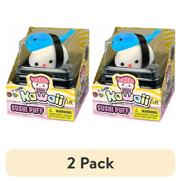 (2 pack) Ja-Ru Kawaii Cutie Sushi Puffs-Styles Vary-Sold Separately 1 Piece, TPR, All Ages, Novelty Toy