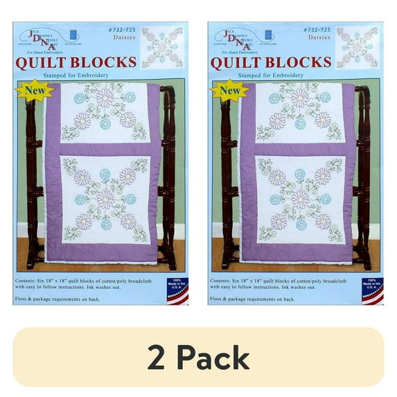 (2 pack) Jack Dempsey Quilt Blocks 18" Daisies 6pc