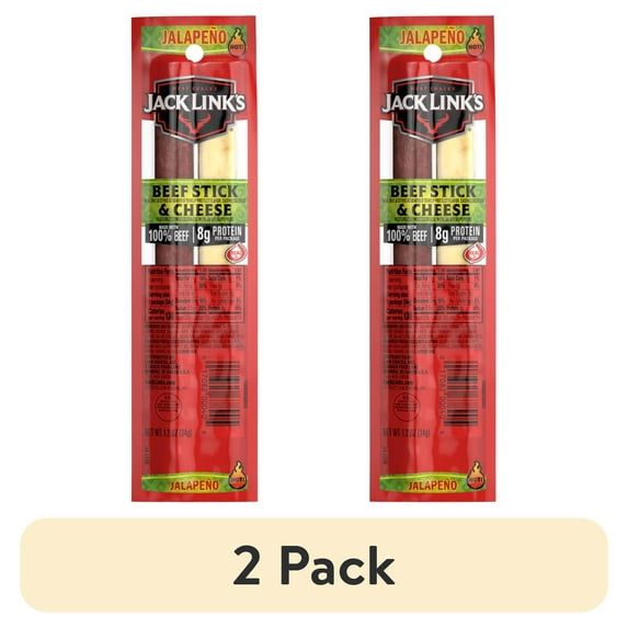(2 pack) Jack Link's Beef & Cheese Snack Sticks, Protein Snack, 1.2oz