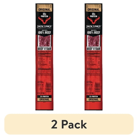 (2 pack) Jack Link’s Original Beef Steak, Made with 100% Beef, 23g Protein per Steak, 2 oz