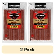 (2 pack) Jack Link’s Beef Stick Multipack, Original Flavor, Made with 100% Beef, 5g of Protein per Stick, 7.2 oz 9-Pack, 0.8 oz Beef Sticks