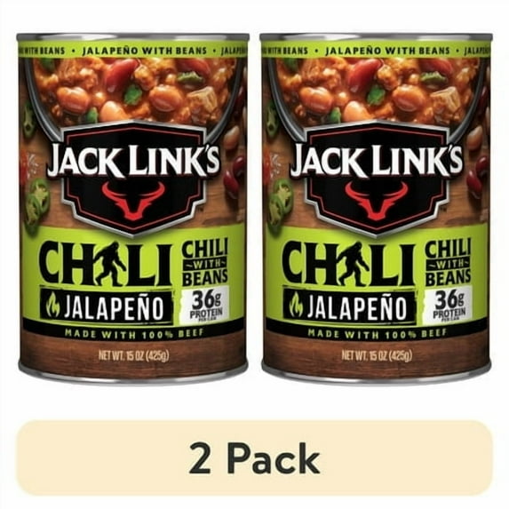 (2 pack) Jack Link's Jalapeno Chili with Beans, 15 Ounce Can, 36 Grams of Protein