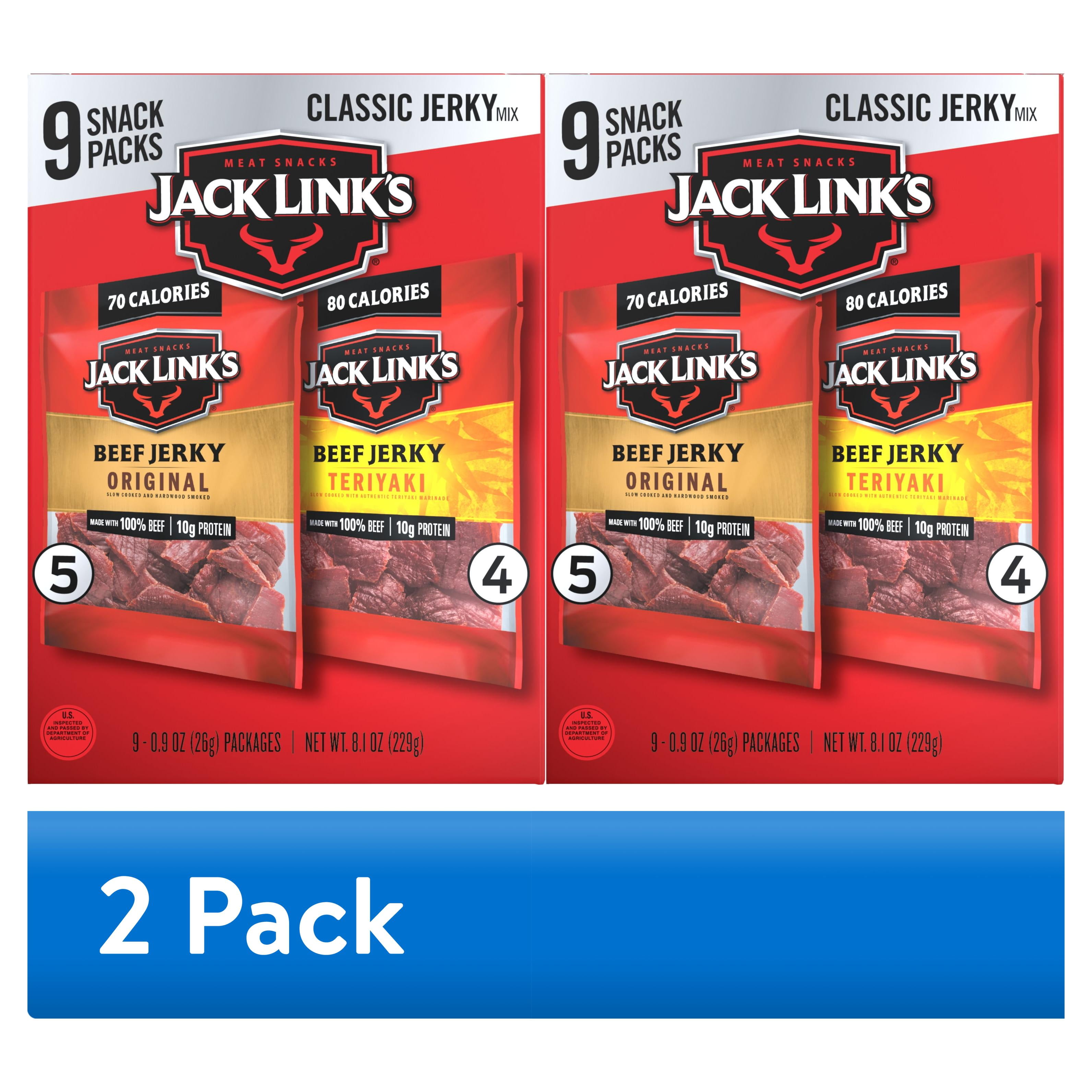 (2 pack) Jack Link's Original & Teriyaki Beef Jerky, 9 Pack