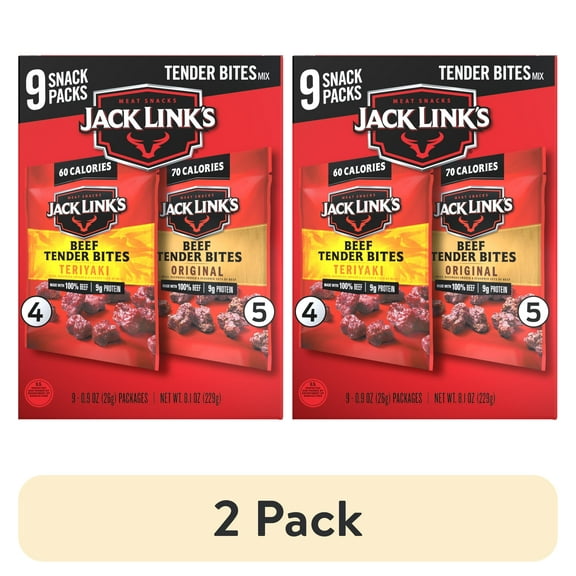 (2 pack) Jack Link's Original and Teriyaki Beef Tender Bites, 9 Pack