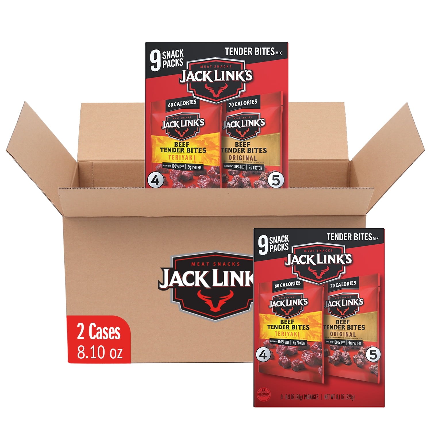 (2 pack) Jack Link's Original and Teriyaki Beef Tender Bites, 9 pack