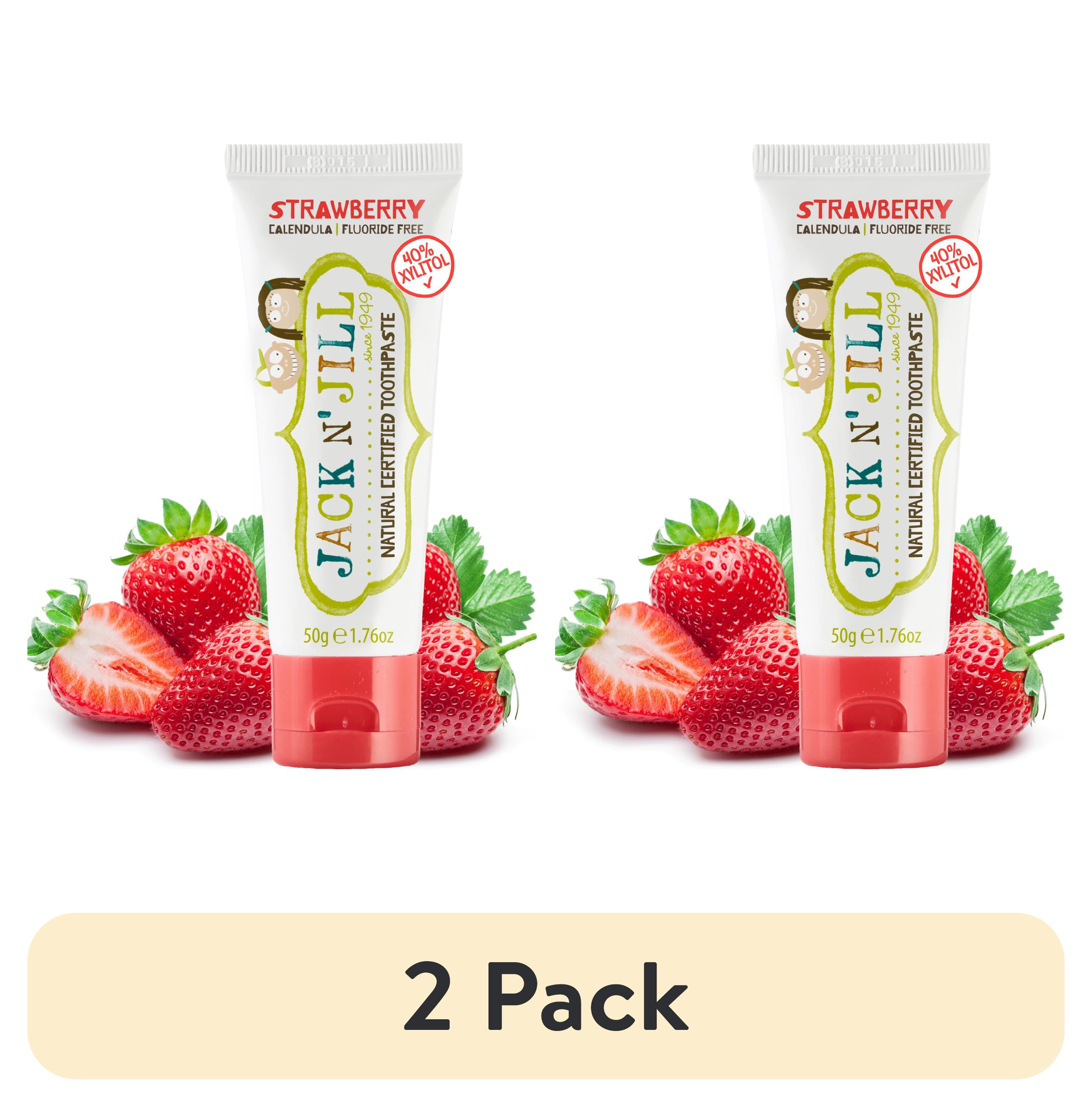 (2 pack) Jack N’ Jill Fluoride-Free Kids & Baby Toothpaste with Xylitol, Strawberry Flavor, Safe if Swallowed When Used as Directed, 1.76 oz Tube