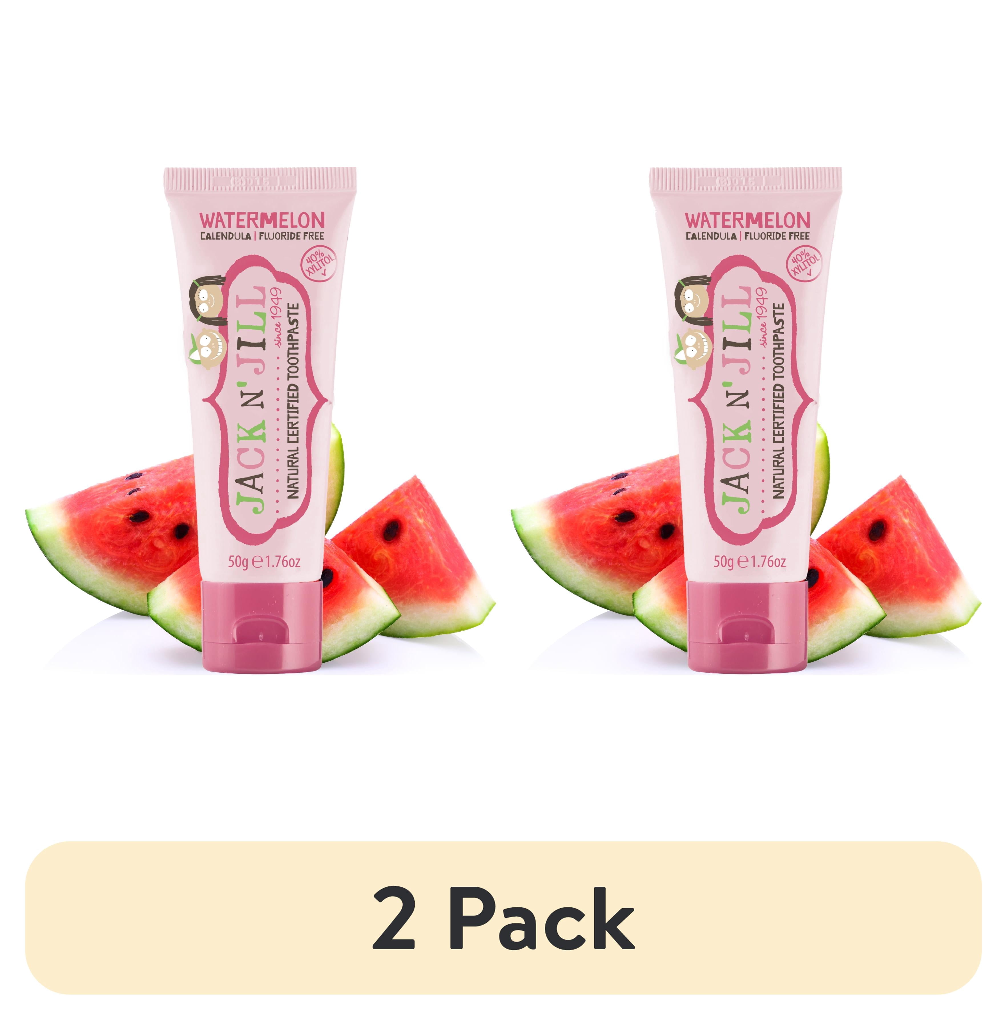 (2 pack) Jack N’ Jill Fluoride-Free Kids & Baby Toothpaste with Xylitol, Watermelon Flavor, Safe if Swallowed When Used as Directed, 1.76 oz Tube