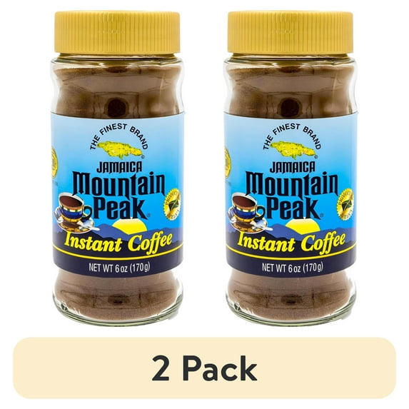 (2 pack) Jamaica Mountain Peak Instant Coffee, 6 oz Bottle