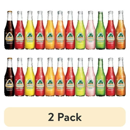 (2 pack) Jarritos Variety Pack Soda, 12.5 fl oz (370 ml) Glass Bottle, 12 Pack