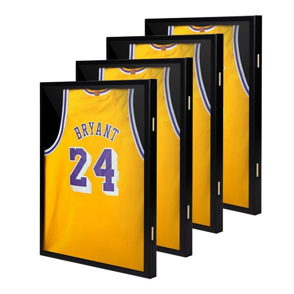 (2 pack) Jaxpety 2 Pack Jersey Display Frame Case Lockable, Large Sport Jersey Shadow Box with UV Protection Acrylic and Hanger for Baseball Basketball Football Soccer Hockey Shirt and Uniform,Black