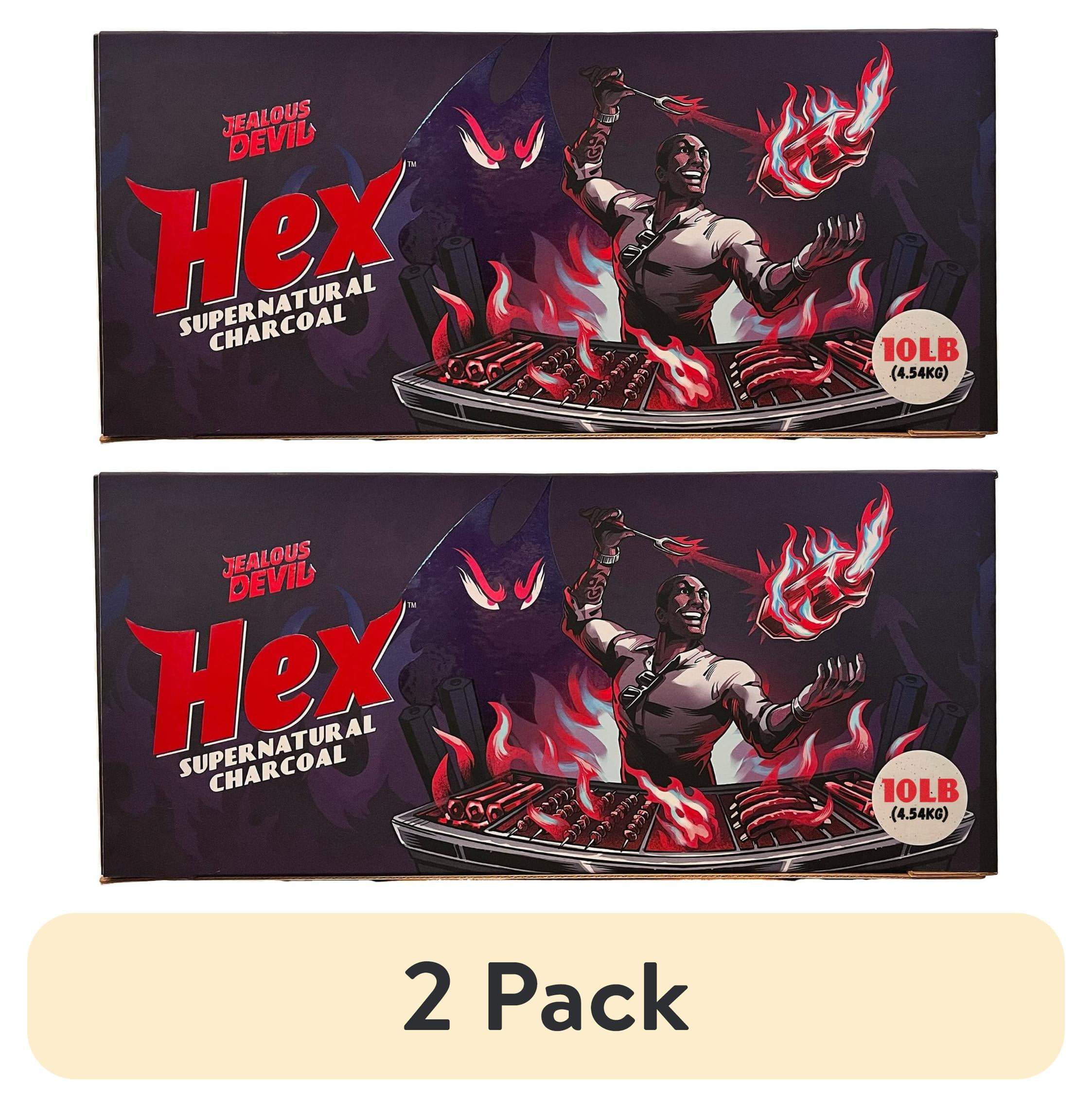 (2 pack) Jealous Devil HEX Charcoal 10 lbs - 100% Ultra High Heat Pure Hardwood for Grilling