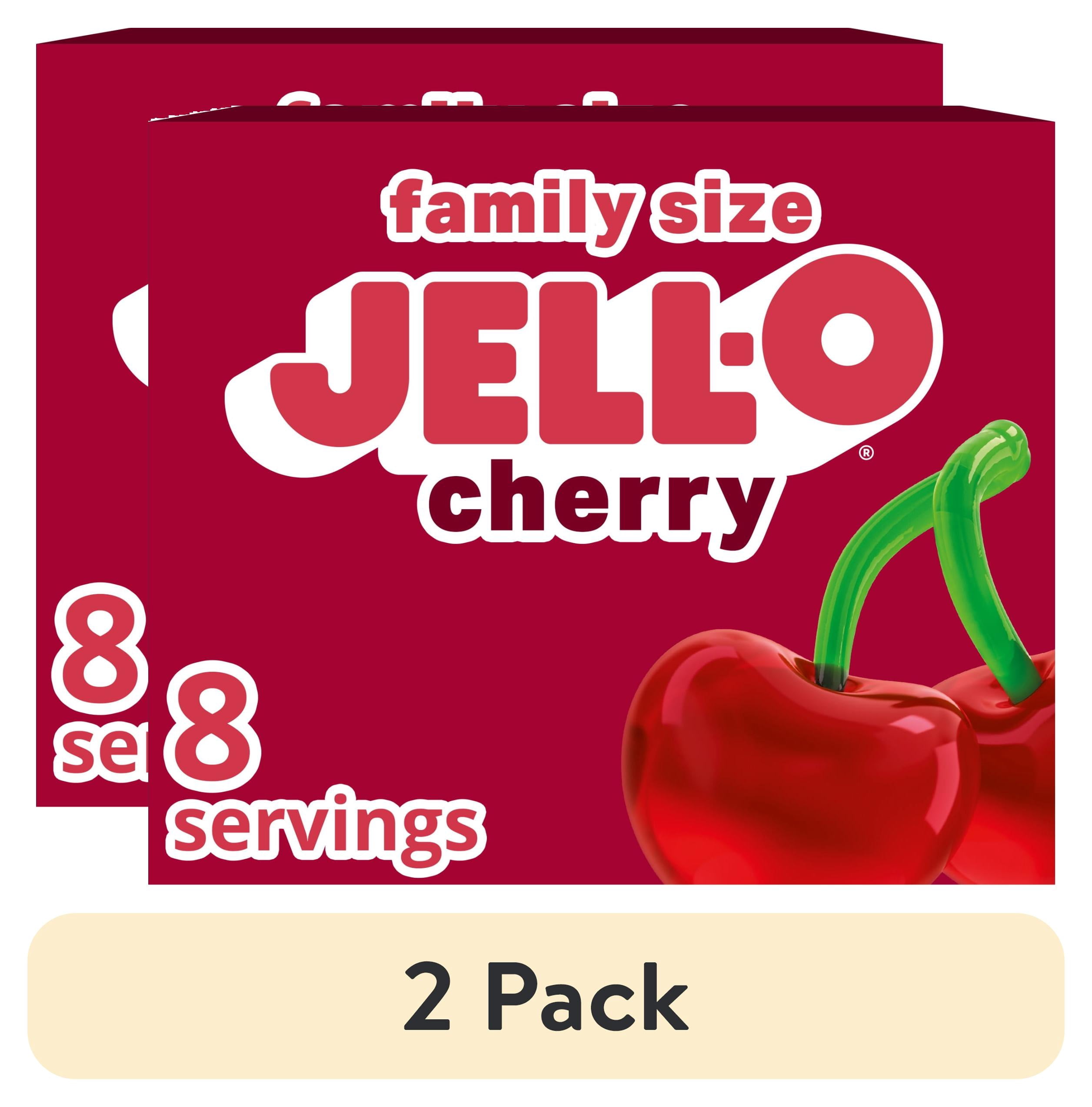 (2 pack) Jell-O Cherry Gelatin Dessert Mix, Family Size, 6 oz Box