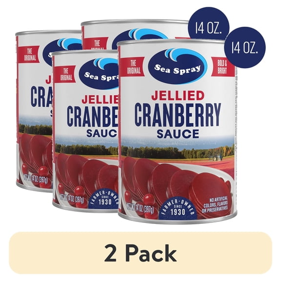 (2 pack) Jellied Cranberry Sauce, Canned Side Dish, 14 oz Can (2 pack)