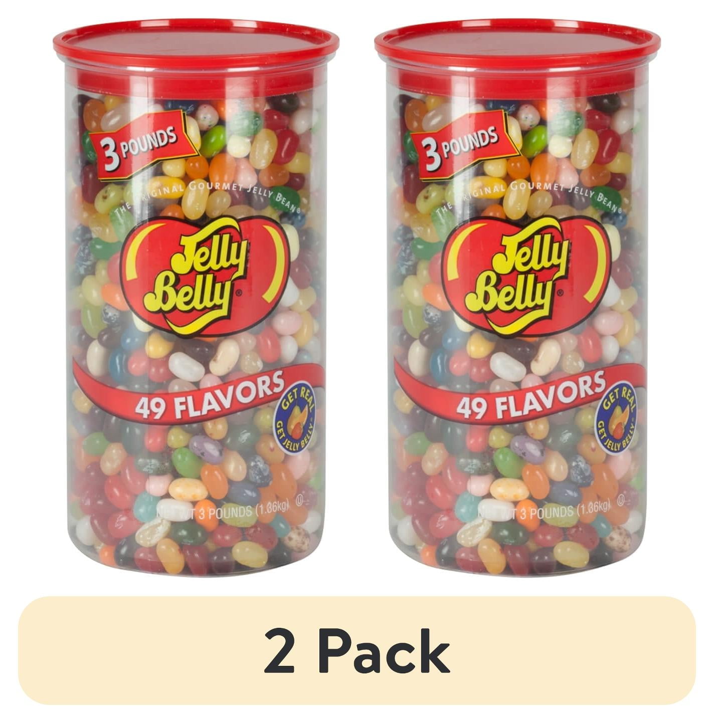 (2 pack) Jelly Belly 49 Assorted Jelly Bean Flavors, 3-Pound Clear Can, Most Popular Flavors