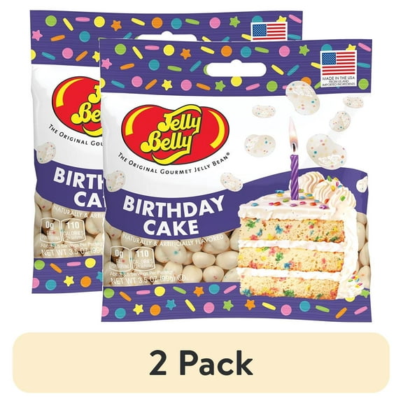 (2 pack) Jelly Belly Birthday Cake Jelly Beans - 3.5 oz Grab & Go Bags - True-to-life Birthday Cake-flavored Candy