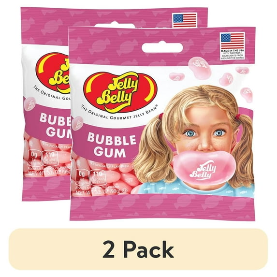 (2 pack) Jelly Belly Bubble Gum Jelly Beans - 3.5 oz Grab & Go® Bags - True-to-life Bubble Gum-flavored Candy
