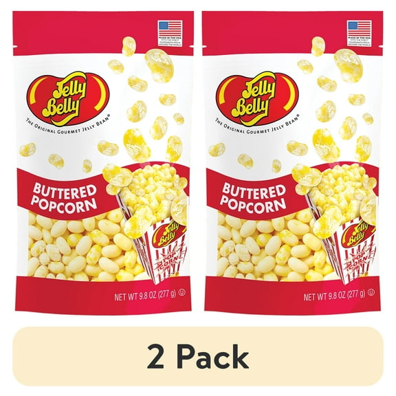 (2 pack) Jelly Belly Buttered Popcorn Jelly Beans - 9.8 oz Pouch Bag - True-to-life Buttered Popcorn-flavored Candy