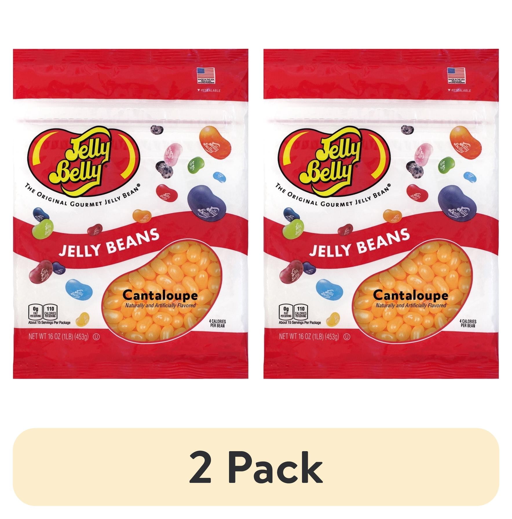 (2 pack) Jelly Belly Cantaloupe Jelly Beans - 1 Pound (16 Ounces) of Melon Flavor Candy in a Resealable Bag