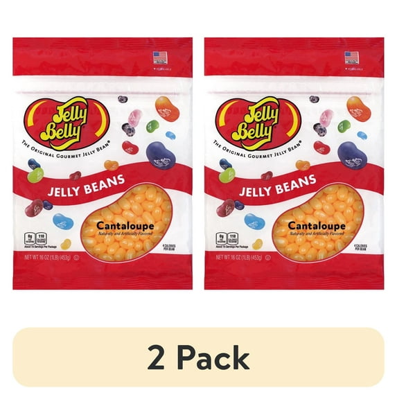 (2 pack) Jelly Belly Cantaloupe Jelly Beans - 1 Pound (16 Ounces) of Melon Flavor Candy in a Resealable Bag