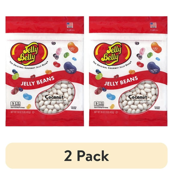 (2 pack) Jelly Belly Coconut Jelly Beans - 1 Pound (16 Ounces), Coconut Flavor Candy in a Resealable Bag