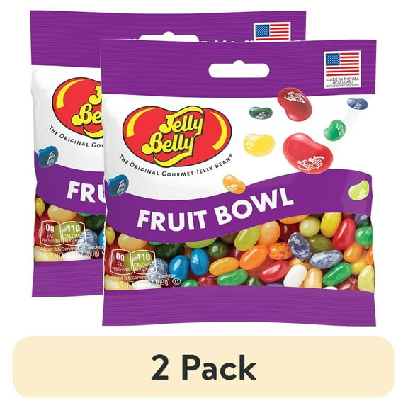 (2 pack) Jelly Belly Fruit Bowl Jelly Beans - 3.5 oz Grab & Go Bag - True-to-life Fruit-flavored Candy