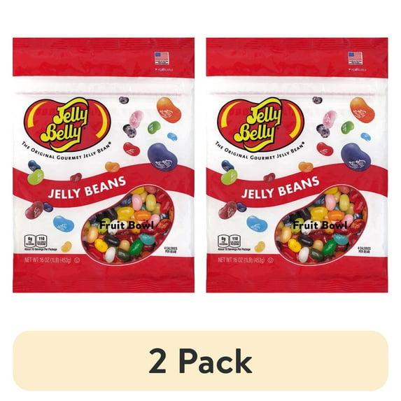 (2 pack) Jelly Belly Fruit Bowl Mix Jelly Beans - 1 Pound (16 Ounces), Assorted Fruit Flavors, Resealable Bag