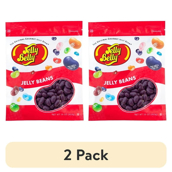 (2 pack) Jelly Belly Grape Crush Jelly Beans - 1 Pound (16 Ounces), Grape Soda Flavor Candy, Resealable Bag