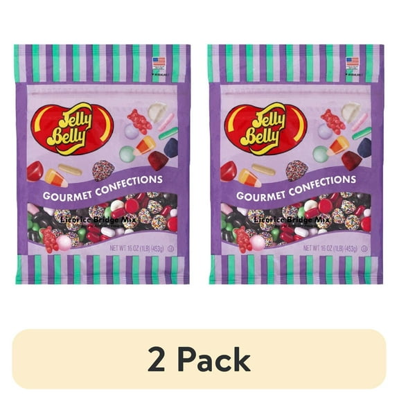 (2 pack) Jelly Belly Licorice Bridge Mix - 1 Pound (16 Ounces), Classic Pastels, Buttons & Beans, Zipper Bag