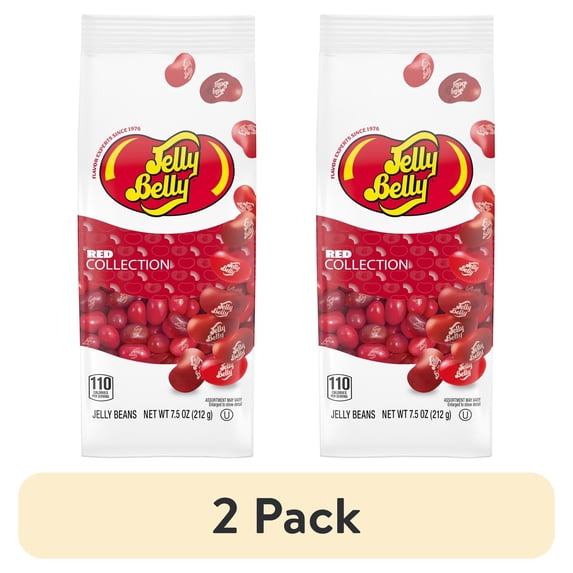 (2 pack) Jelly Belly Red Color Collection Assorted Jelly Beans – 7.5 oz Bag - Genuine, Official, Straight from the Source - Graduation Candy Colors