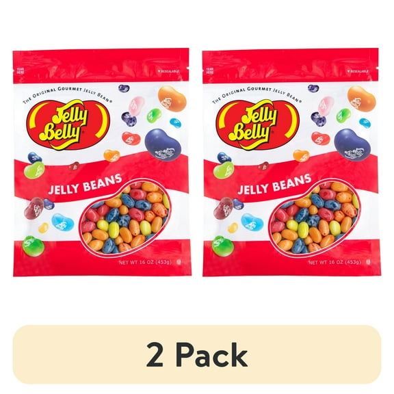 (2 pack) Jelly Belly Smoothie Jelly Beans - 1 Pound (16 Ounces), Mixed Fruit Flavors Candy, Resealable Bag