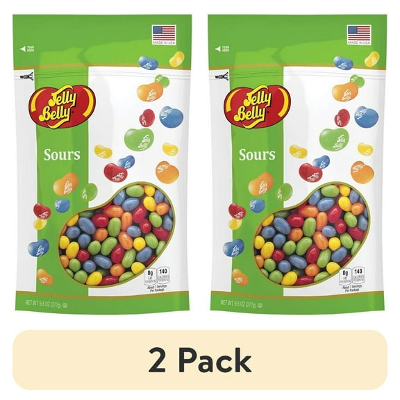 (2 pack) Jelly Belly Sours Jelly Beans - 9.8 Ounces of 5 Juicy Sour Fruit Flavors in a Resealable Pouch Bag