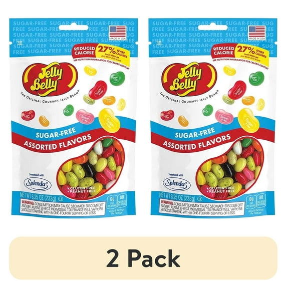 (2 pack) Jelly Belly Sugar-Free Mix of 10 Popular Flavors Jelly Bean Candy, 8.25 Ounce Resealable Pouch Bag