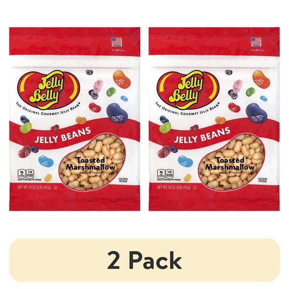 (2 pack) Jelly Belly Toasted Marshmallow Jelly Beans - 1 Pound (16 Ounces), Classic Fun Flavor, Zipper Bag