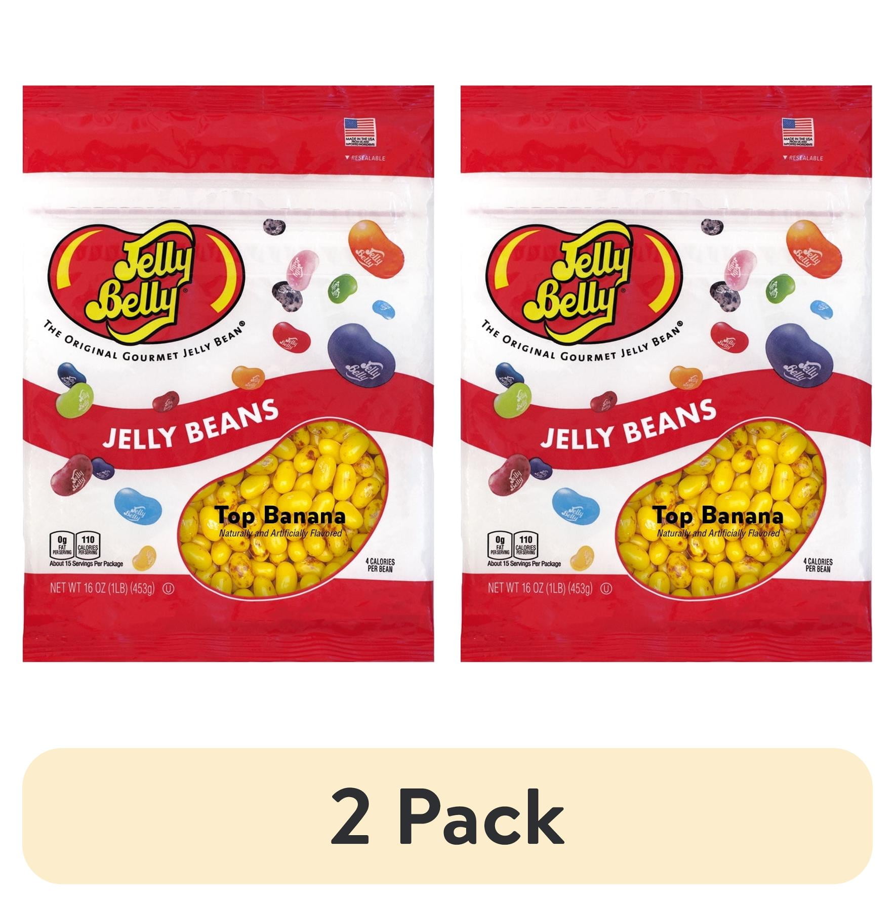 (2 pack) Jelly Belly Top Banana Jelly Beans - 1 Pound (16 Ounces), Fresh Banana Flavor Candy, Resealable Bag