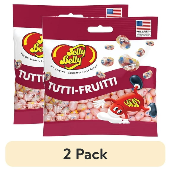 (2 pack) Jelly Belly Tutti-Fruitti Jelly Beans - 3.5 oz Grab & Go Bag - True-to-life Tutti-Fruitti-flavored Candy