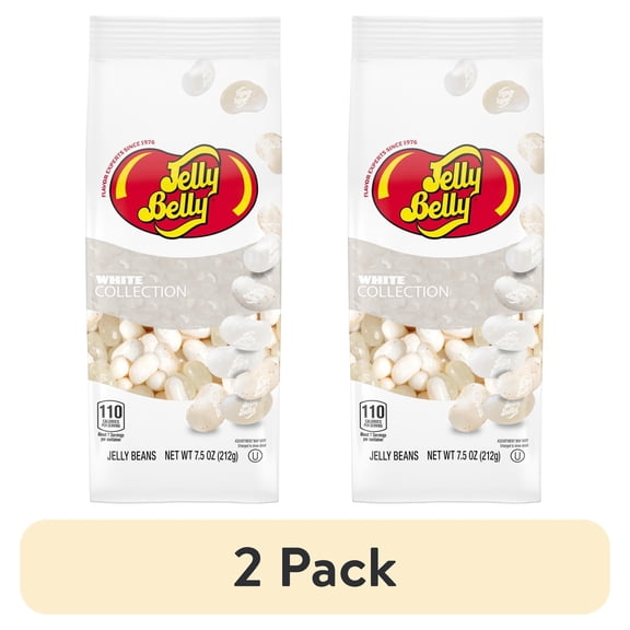 (2 pack) Jelly Belly White Color Collection Assorted Jelly Beans  7.5 oz Bag - Genuine, Official, Straight from the Source - Graduation Colors